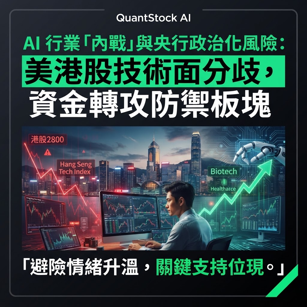 AI 行業「內戰」與央行政治化風險：美港股技術面分歧，資金轉攻防禦板塊